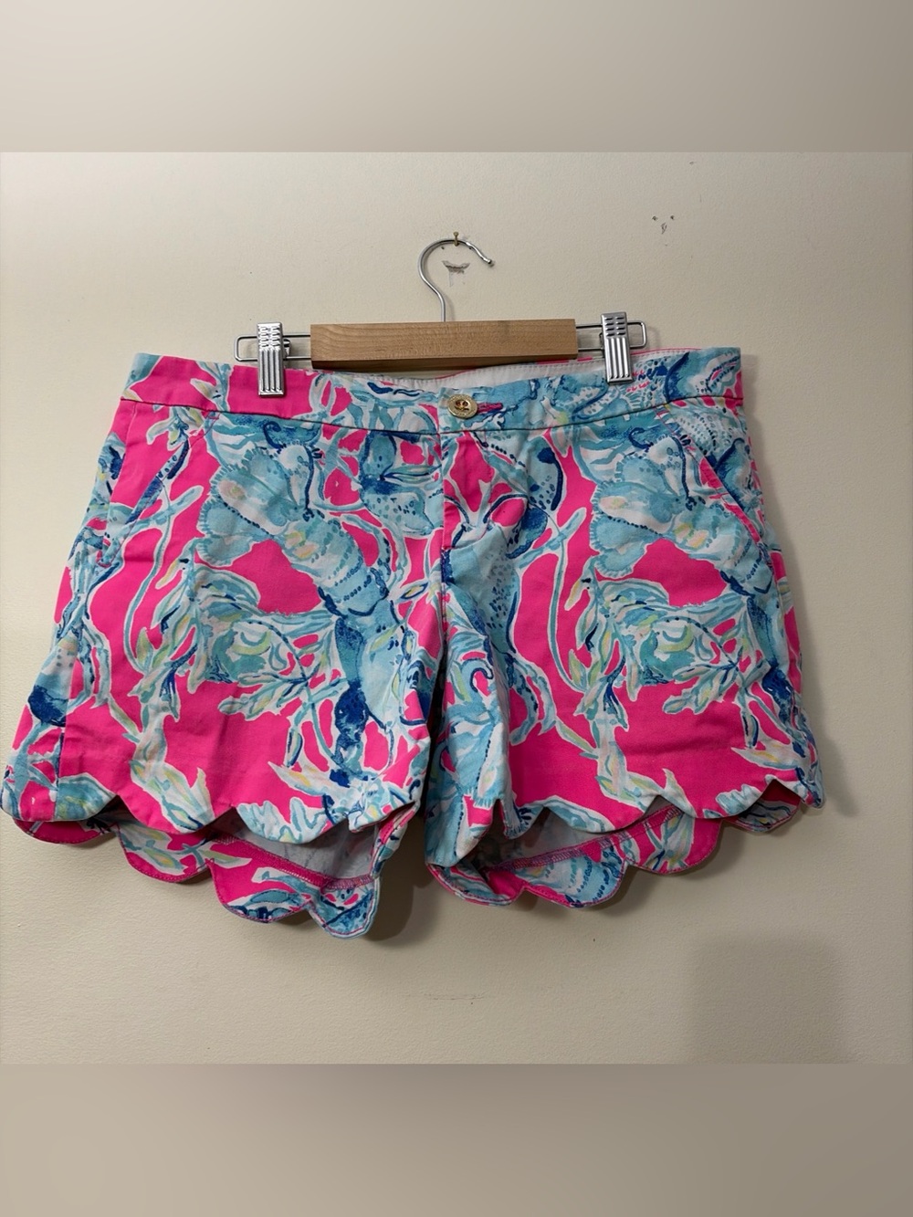 Lilly Pulitzer Pink Floral Scalloped Hem High-Waist Shorts